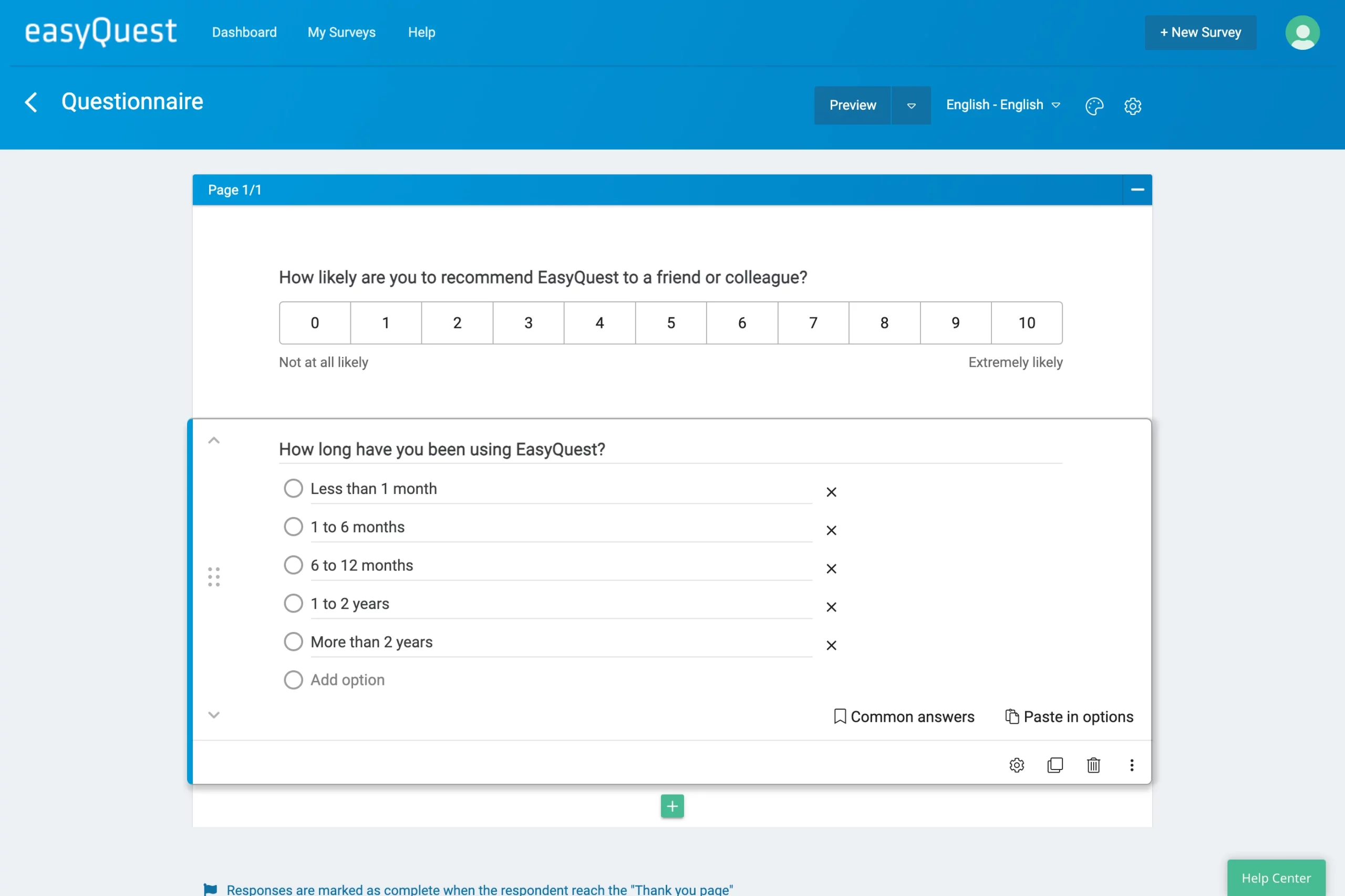 Create surveys with EasyQuest